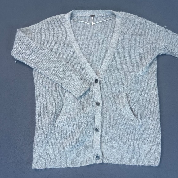 Free People Sweaters - Free‎ People Womens Med Wool Blend Cardigan Sweater Button Front Boho Y2K Grey